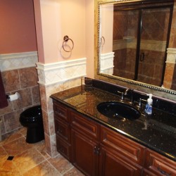 Master bathroom, ceramic tile floors, granite countertop