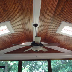 screened in porch, ceiling fan, skylights