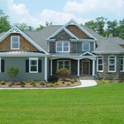 front elevation, side garage, custom home