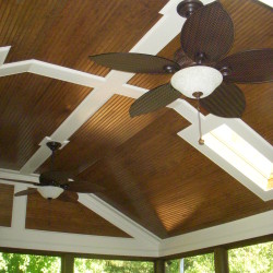 Screened porch with Bead Board ceiling and sky lights