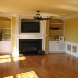 Family Room with built in shelves and fireplace
