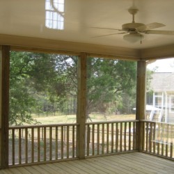 Screen porch with ceiling fans